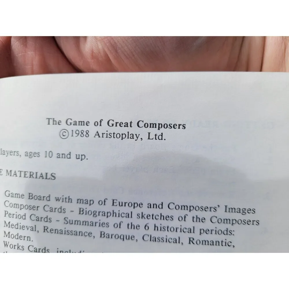 Vintage The Game of Great Composers Board Game - Aristoplay Educational